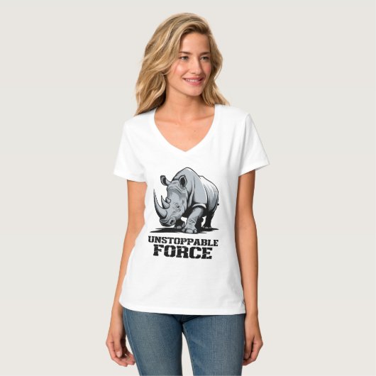 破壊不可能なRhino:強さとパワーを解き放つ Tシャツ (正面フル)