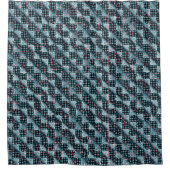 破壊的なモザイクにさらされた湾曲したチェス盤のマス目 シャワーカーテン (正面)