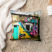 破壊美しいグラフィティカラフル放棄 クッション (ブランケット)