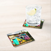 破壊美しいグラフィティカラフル放棄 スクエアペーパーコースター (インサイチュ)