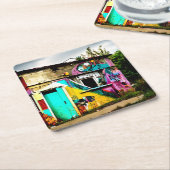 破壊美しいグラフィティカラフル放棄 スクエアペーパーコースター (アングル)