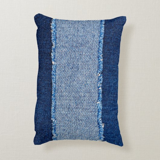 破損したデニムブルージーンズの布枠をbl上に アクセントクッション (裏面(縦))