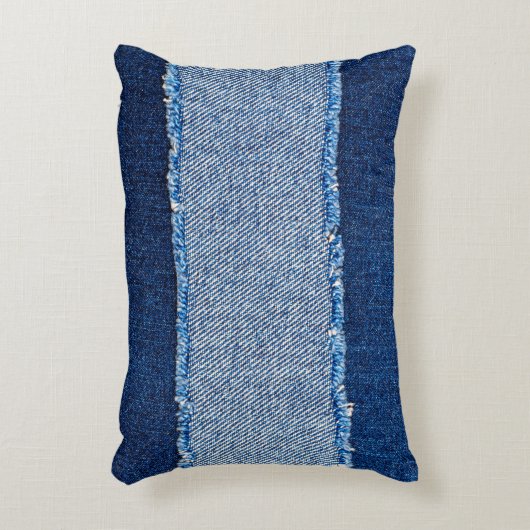 破損したデニムブルージーンズの布枠をbl上に アクセントクッション (正面(垂直))