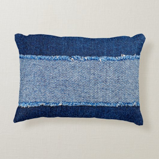 破損したデニムブルージーンズの布枠をbl上に アクセントクッション (裏面)