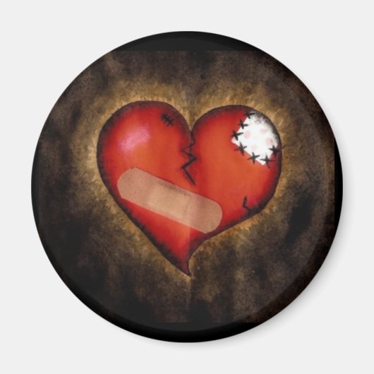 破損したハート/補修ハート磁石 マグネット (正面)