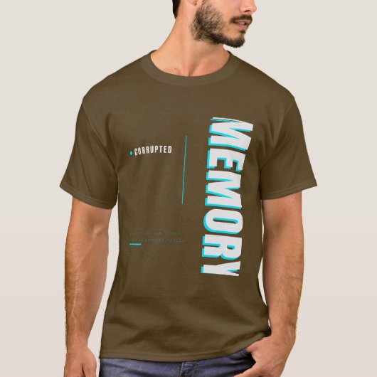 破損したメモリ テクノロジー タイポグラフィ デザイン Tシャツ (正面)