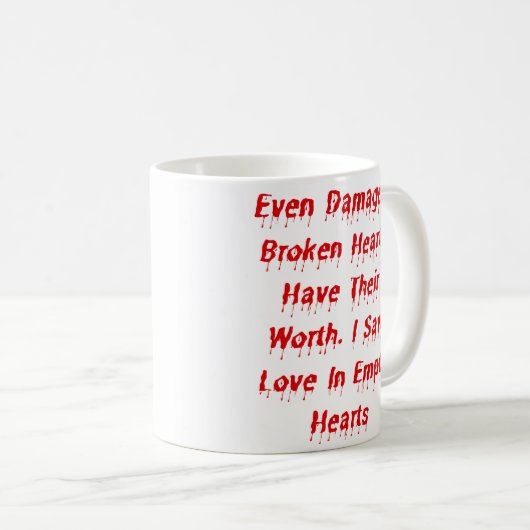 破損した壊れたハートにも価値のあるデザイン コーヒーマグカップ (正面右)