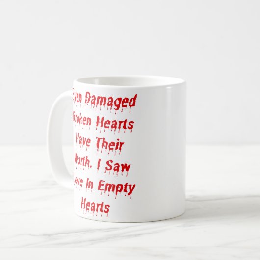 破損した壊れたハートにも価値のあるデザイン コーヒーマグカップ (正面左)