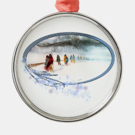 破損の道のフクロウの影 メタルオーナメント