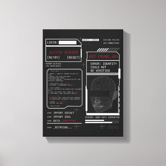 破損 – テクノ – ブルタリストストリートウェアデザイン キャンバスプリント (正面)