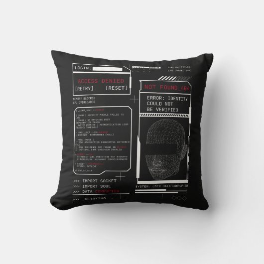 破損 – テクノ – ブルタリストストリートウェアデザイン クッション (正面)