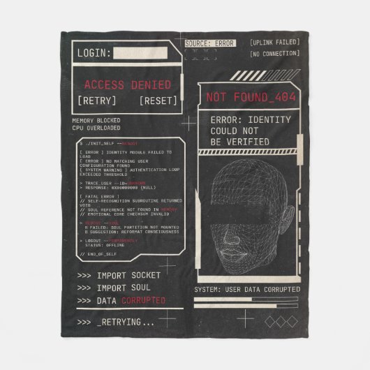 破損 – テクノ – ブルタリストストリートウェアデザイン フリースブランケット (正面)