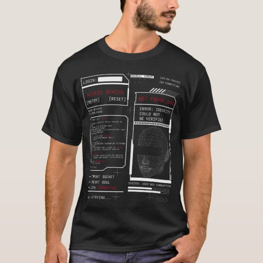 破損 – テクノ – ブルタリストストリートウェアデザイン Tシャツ (正面)