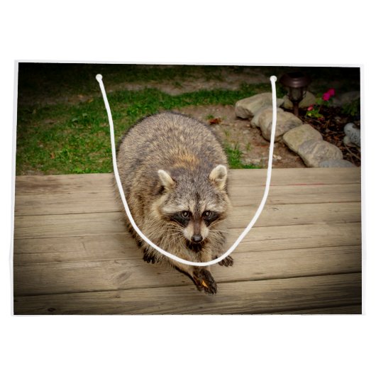 破片を持つアライグマ ラージペーパーバッグ (裏面)