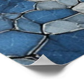 破砕ハニカム：青い割れタイルパターン ポスター (角)