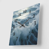破砕波絵画の スクエア壁時計 (傾斜)