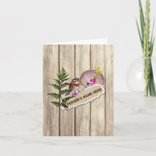 破素朴裂した紙木材油絵を描のパーソナライズ名 カード (正面)