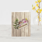 破素朴裂した紙木材油絵を描のパーソナライズ名 カード (黄色い花)