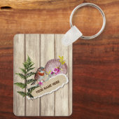 破素朴裂した紙木材油絵を描のパーソナライズ名 キーホルダー (裏面)