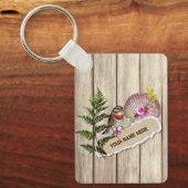 破素朴裂した紙木材油絵を描のパーソナライズ名 キーホルダー (正面)