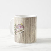 破素朴裂した紙木材油絵を描のパーソナライズ名 コーヒーマグカップ (正面左)