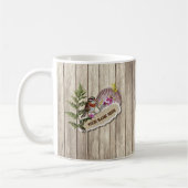 破素朴裂した紙木材油絵を描のパーソナライズ名 コーヒーマグカップ (左)