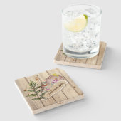 破素朴裂した紙木材油絵を描のパーソナライズ名 ストーンコースター (横)