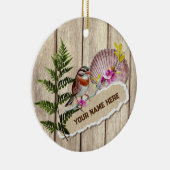 破素朴裂した紙木材油絵を描のパーソナライズ名 セラミックオーナメント (右)