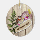 破素朴裂した紙木材油絵を描のパーソナライズ名 セラミックオーナメント (左)