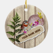 破素朴裂した紙木材油絵を描のパーソナライズ名 セラミックオーナメント (裏面)