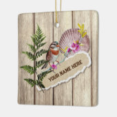 破素朴裂した紙木材油絵を描のパーソナライズ名 セラミックオーナメント (左)