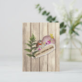 破素朴裂した紙木材油絵を描のパーソナライズ名 ポストカード (スタンド正面)