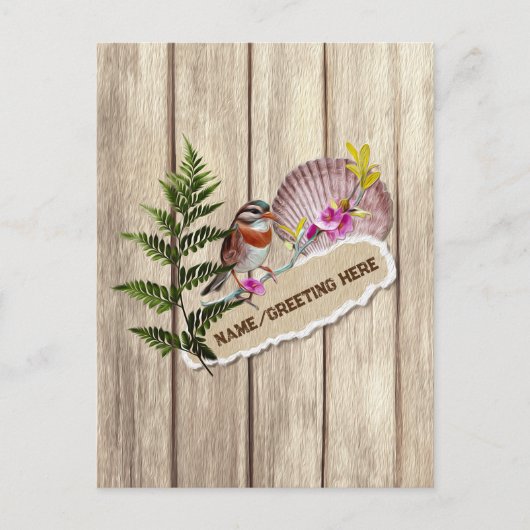 破素朴裂した紙木材油絵を描のパーソナライズ名 ポストカード (正面)