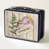 破素朴裂した紙木材油絵を描のパーソナライズ名 メタルランチボックス (裏面)