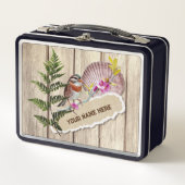 破素朴裂した紙木材油絵を描のパーソナライズ名 メタルランチボックス (正面)