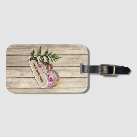 破素朴裂した紙木材油絵を描のパーソナライズ名 ラゲッジタグ (正面横)