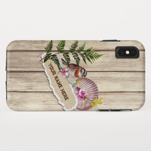 破素朴裂した紙木材油絵を描のパーソナライズ名 Case-Mate iPhoneケース (裏面(横))