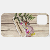 破素朴裂した紙木材油絵を描のパーソナライズ名 iPhoneケース (裏面横)