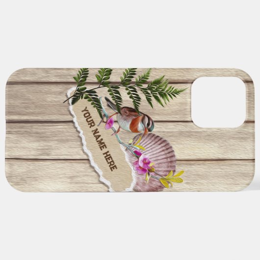 破素朴裂した紙木材油絵を描のパーソナライズ名 iPhoneケース (裏面横)