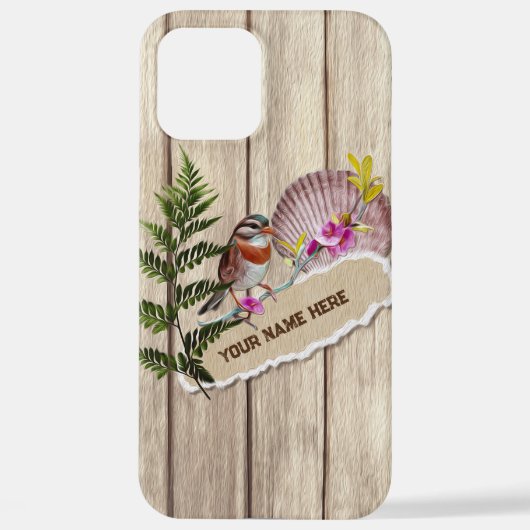 破素朴裂した紙木材油絵を描のパーソナライズ名 iPhoneケース (裏面)