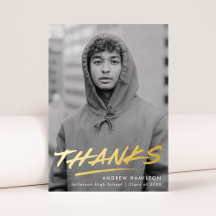 破線グラードフォイル写真卒業サンキューカード