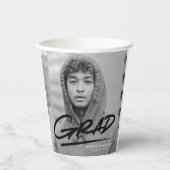 破線モダングラッドブラックフォト卒業 紙コップ (正面)