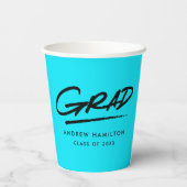 破線モダン卒業ターコイズ 紙コップ (裏面)