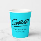 破線モダン卒業ターコイズ 紙コップ (正面)