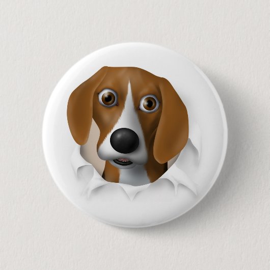 破裂しているビーグル犬 缶バッジ (正面)