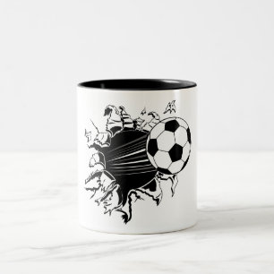 破裂するサッカーボール ツートーンマグカップ