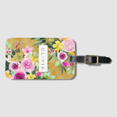 破裂ブーケマスタードイエローカラフルカスタム ラゲッジタグ (正面横)