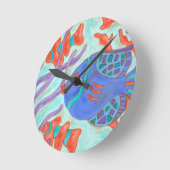 破裂音色の魚 ラウンド壁時計 (傾斜)