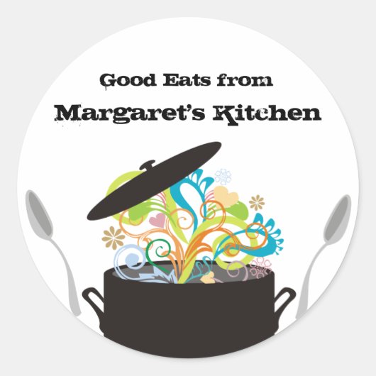 破裂香の鍋の食品ギフトタグシール ラウンドシール (正面)