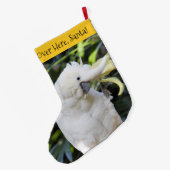 硫黄おもしろい紋付きオウム鳥 ラージクリスマスストッキング (裏面 (吊り時))
